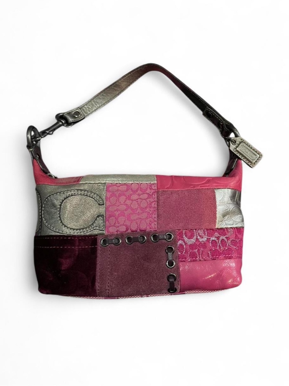 Coach Pink Holiday Patchwork Leather hobo Bag